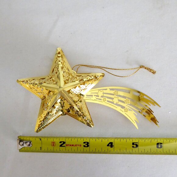 NEW VINTAGE 10.5” & 6” GOLD METAL SHOOTING STAR CHRISTMAS BETHLEHEM ORNAMENT LOT - Picture 2 of 14